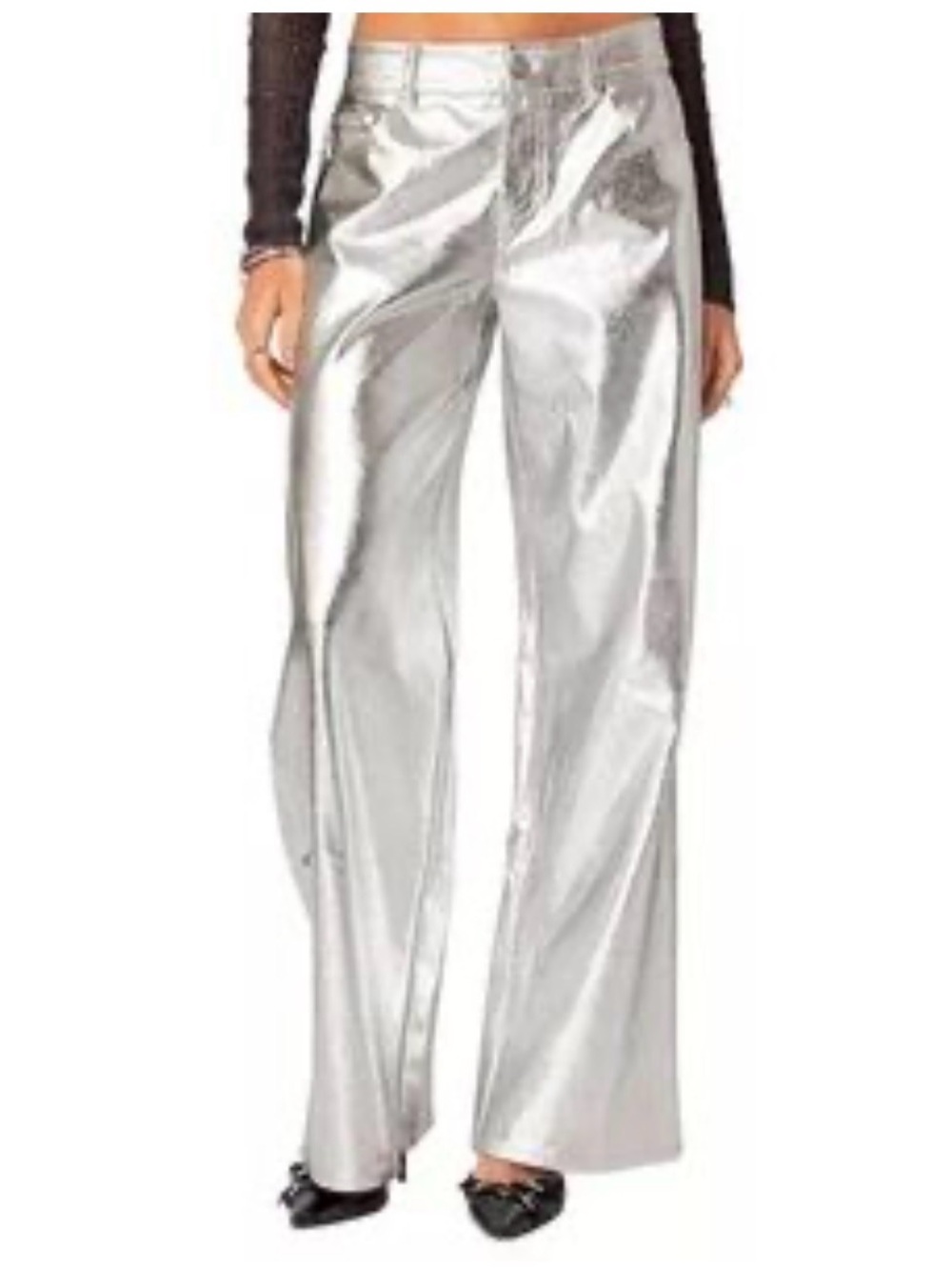 Anniewear Denim Wide Leg Stellar Metallic Pants